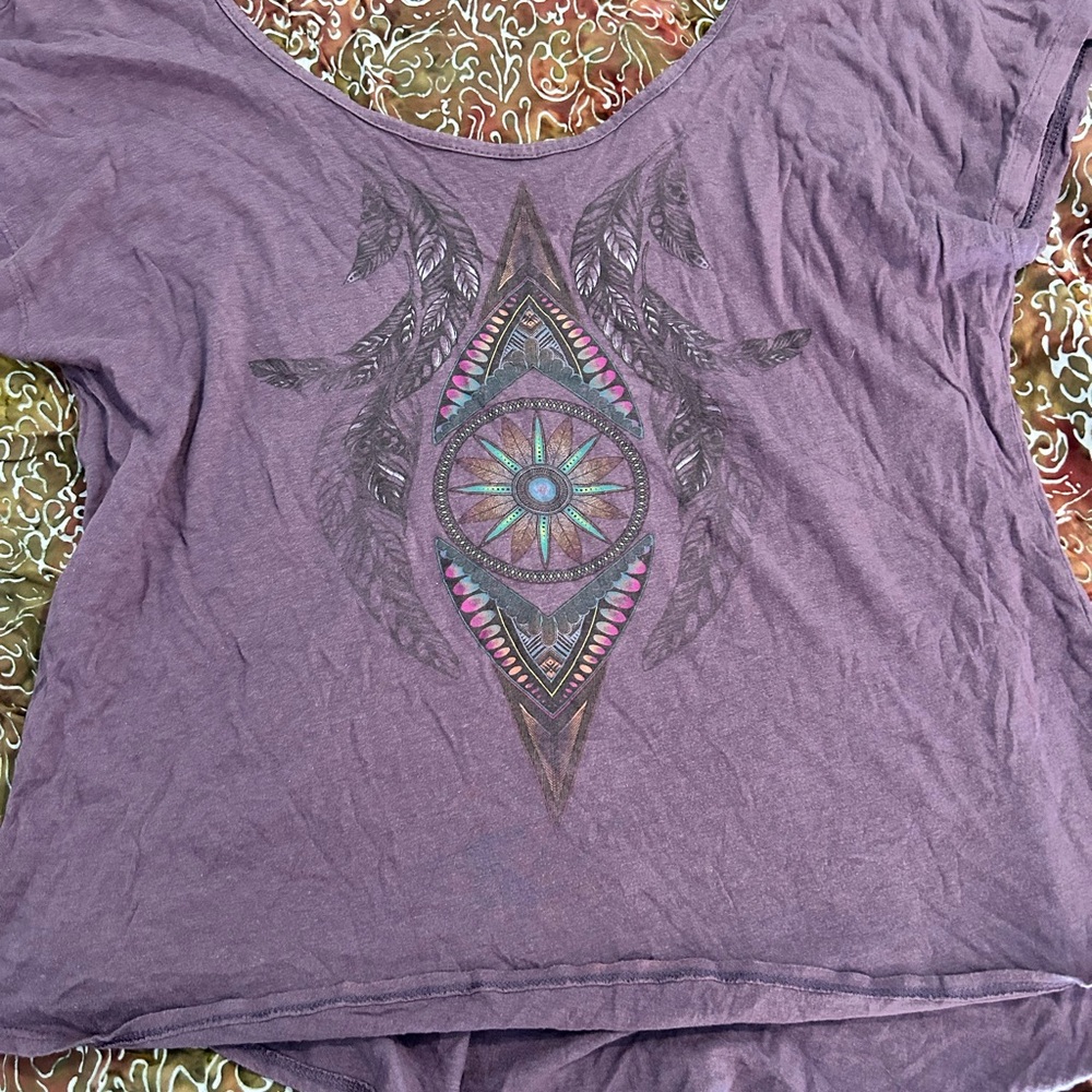 Full Tilt Purple Graphic Scoop Tank Top